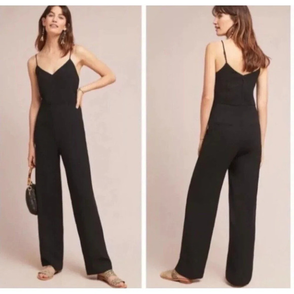 Anthropologie the Essential Slim Jumpsuit Black Size 10 NWT Capsule Wardrobe - Picture 3 of 11